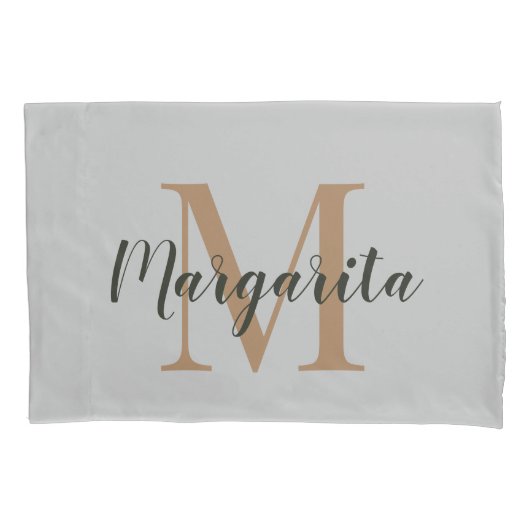 Housse D'oreillers Élégant Monogramme Brown Script noir (devant)