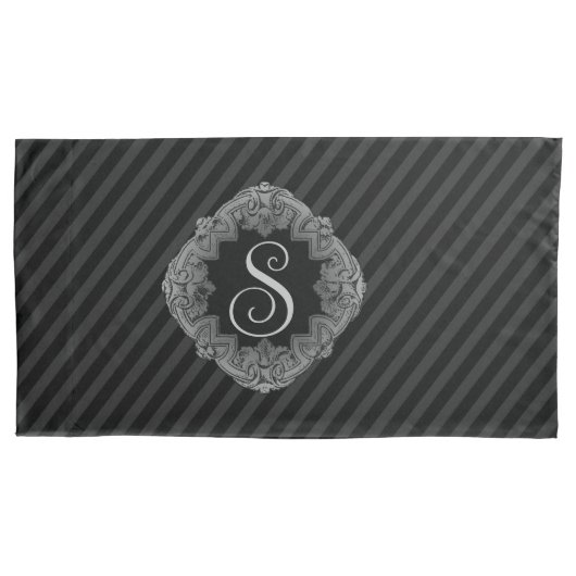 Housse D'oreillers Élégant, Monogramme Initial (devant-gauche)