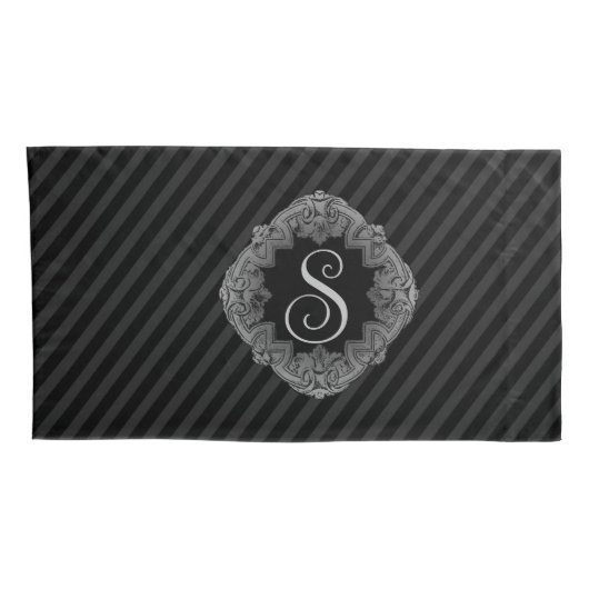 Housse D'oreillers Élégant, Monogramme Initial (Dos-Droit)