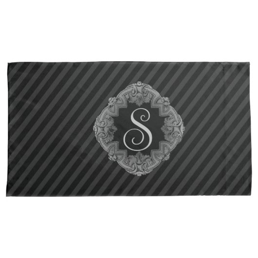 Housse D'oreillers Élégant, Monogramme Initial (devant-Droit)