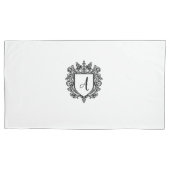 Housse D'oreillers Élégant Monogramme Initiales Crest noir sur blanc (devant-gauche)