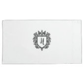 Housse D'oreillers Élégant Monogramme Initiales Crest noir sur blanc (devant-Droit)