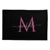 Housse D'oreillers élégant monogramme lettrage élégant noir (Dos)