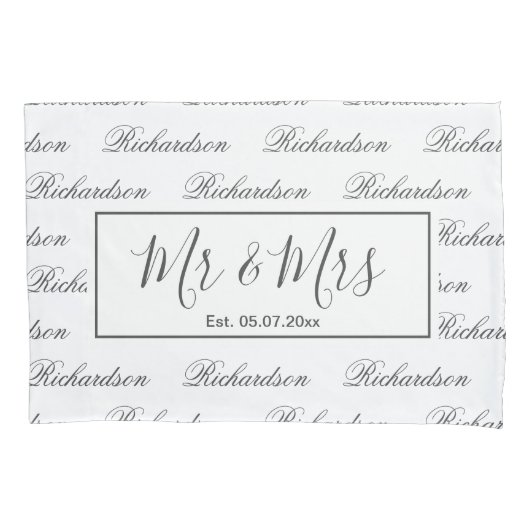 Housse D'oreillers Élégant monogramme moderne mariage garde cadeau (devant)