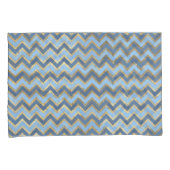 Housse D'oreillers Élégant Motif Chevron bleu et or (devant-Droit)