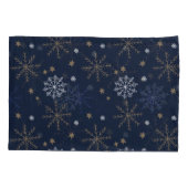 Housse D'oreillers Élégant Motif de flocon de neige bleu foncé (Dos)