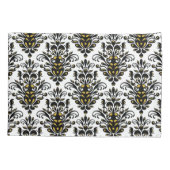 Housse D'oreillers Elégant noir et blanc avec touche or damassé (Dos-gauche)