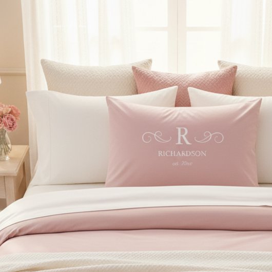 Housse D'oreillers Élégant Pillowcase Monogramme Rose
