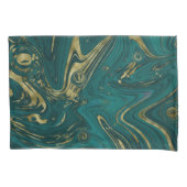 Housse D'oreillers Élégant Turquoise Vert & Or Marbre Swirl (devant)