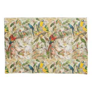 Housse D'oreillers Élégant Vintage Oiseaux tropicaux Parrots