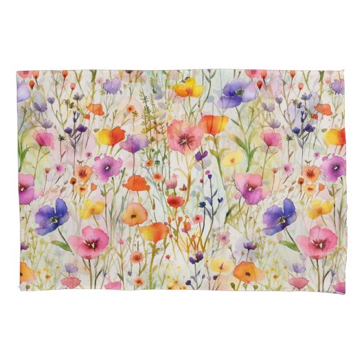 Housse D'oreillers Elégante aquarelle fleur sauvage colorée (devant)