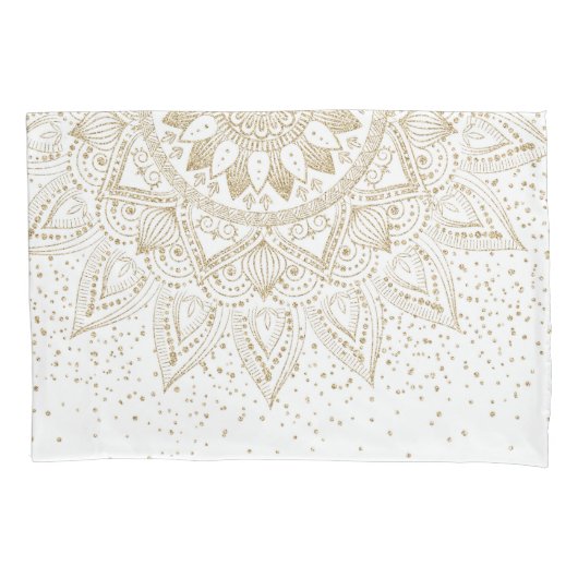 Housse D'oreillers Elégante conception de points Mandala Or (devant)