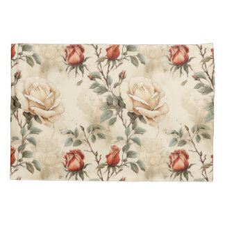 Housse D'oreillers Elégante Fleur Rose Vintage Fleur Beige Floral Des
