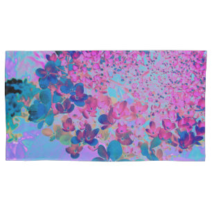 Housse D'oreillers Élégante Hortensia Limelight Bleu Foncé et Magenta