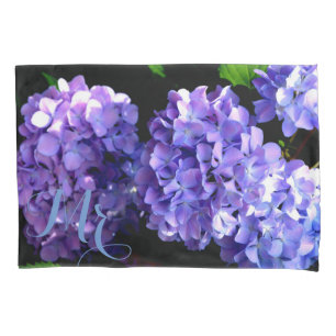 Housse D'oreillers Elégante hydrangée violette fleurie bleu pourpre