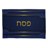 Housse D'oreillers Élégante Pâque Bleue et Or (devant)