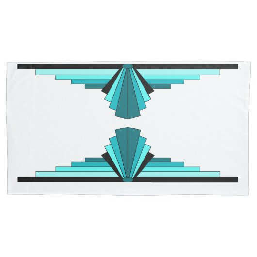 Housse D'oreillers Éléments Art déco en vert turquoise (devant-gauche)