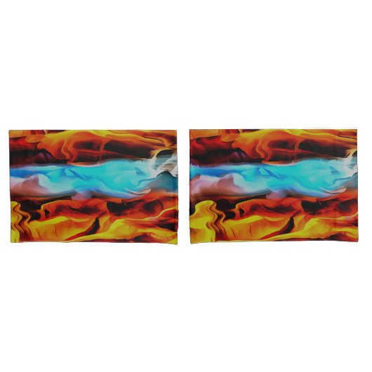 Housse D'oreillers Eléments Chauds Et Froids Acrylique Verser Abstrai (devant-Set)