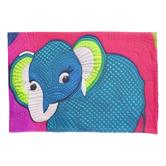 Housse D'oreillers Eléphant Bébé Bleu Cute - Design Quilt (devant)