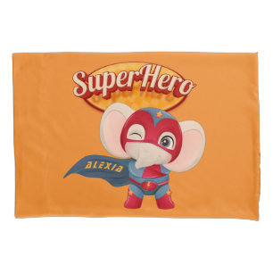 Housse D'oreillers 🦸 ♀️ Elephant Superhero Nom personnalis