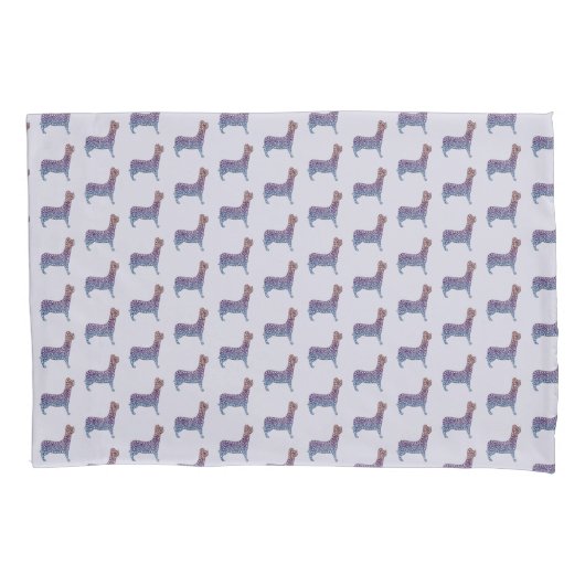 Housse D'oreillers Embossed Indigo Gradient Paw Print Dog Outline (devant)