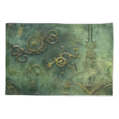 Housse D'oreillers Émeraude Green Rustic Steampunk Horloge (10) (Dos-gauche)