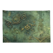 Housse D'oreillers Émeraude Green Rustic Steampunk Horloge (10) (Dos-Droit)