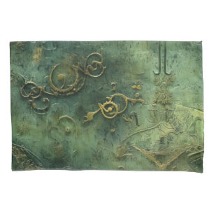 Housse D'oreillers Émeraude Green Rustic Steampunk Horloge (10)