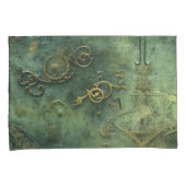 Housse D'oreillers Émeraude Green Rustic Steampunk Horloge (10) (devant-Droit)