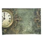 Housse D'oreillers Émeraude Green Rustic Steampunk Horloge (4) (devant-Droit)