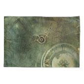 Housse D'oreillers Émeraude Green Rustic Steampunk Horloge (5) (Dos-gauche)