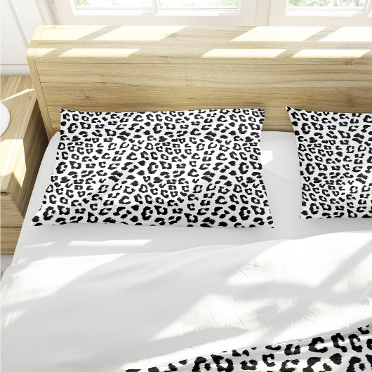 Housse D'oreillers Empreinte de léopard noir et blanc