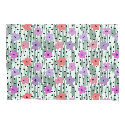 Housse D'oreillers Empreinte florale rose et violet (devant)