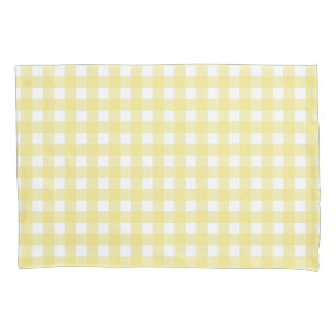 Housse D'oreillers En vichy jaune pâle et blanc