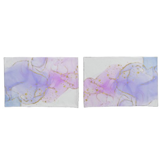 Housse D'oreillers Encre d'alcool rose, pourpre et bleu (devant-Set)