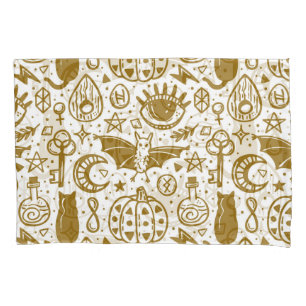 Housse D'oreillers encre dorée d'Halloween, motif en silhouette sans