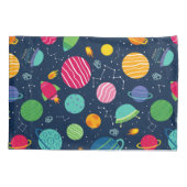 Housse D'oreillers Enfants Espace Rockets Planètes Constellations (Dos)