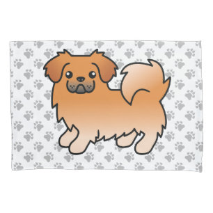 Housse D'oreillers Épagneul tibétain rouge chien de dessin animé mign