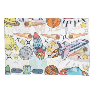 Housse D'oreillers Espace extra-atmosphérique : Doodles Vintages tiré