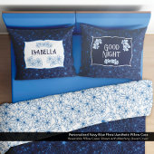 Housse D'oreillers Esthétique florale bleue marine personnalisée