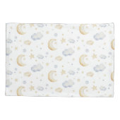 Housse D'oreillers Etoiles de lune d'aquarelle et Motif de nuage (Dos)