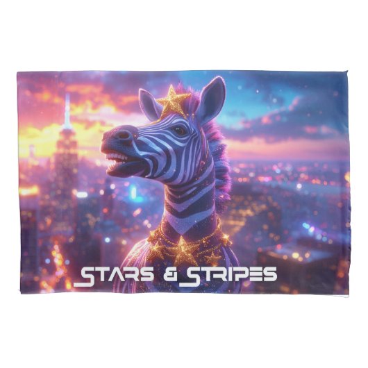 Housse D'oreillers Étoiles et rayures avec Zebra Zanzibar Pillowcase (devant)