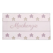 Housse D'oreillers Étoiles mignonnes avec nom personnalisé sur rose (Dos)