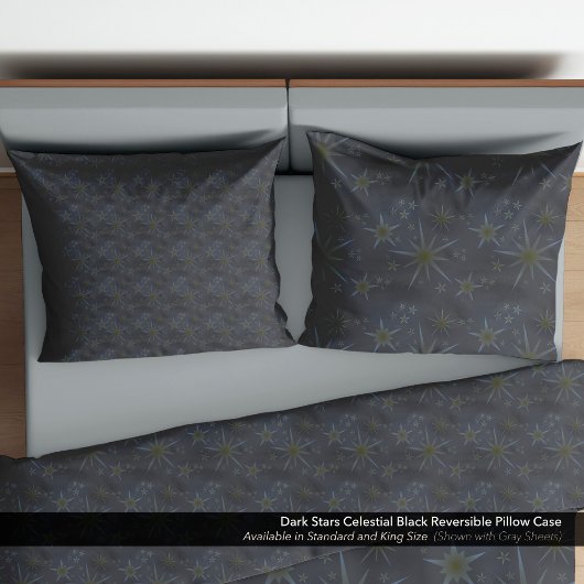 Housse D'oreillers Étoiles noires célestes réversible
