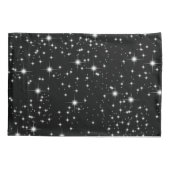 Housse D'oreillers Étoiles scintillantes sur noir avec nom (Dos-gauche)