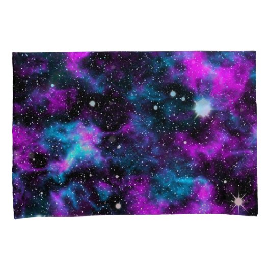 Housse D'oreillers Étoiles spatiales de Galaxie Bleue pourpre (devant-Droit)