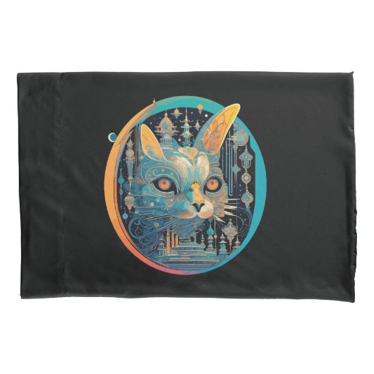 Housse D'oreillers Étrange chat qui regarde les phares (devant)