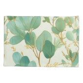 Housse D'oreillers Eucalyptus Feuille Green et Gold Design (Dos)