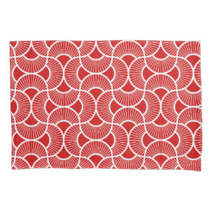 Housse D'oreillers Éventails minimalistes Ogee Soleil Levant Rouge Cl