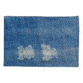 Housse D'oreillers Extrait Denim Jeans Texture de gros plan. (Dos)